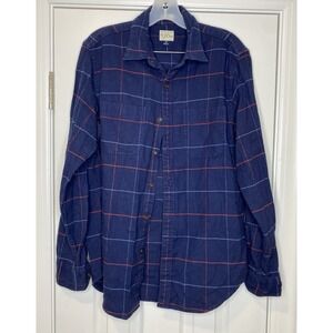 J Crew Men's‎ Flannel Button Up Shirt Navy Blue Size Medium
